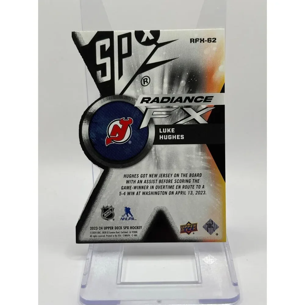 2023-24 SPx Radiance F/X Rookies Luke Hughes Rookie /949 Devils RC